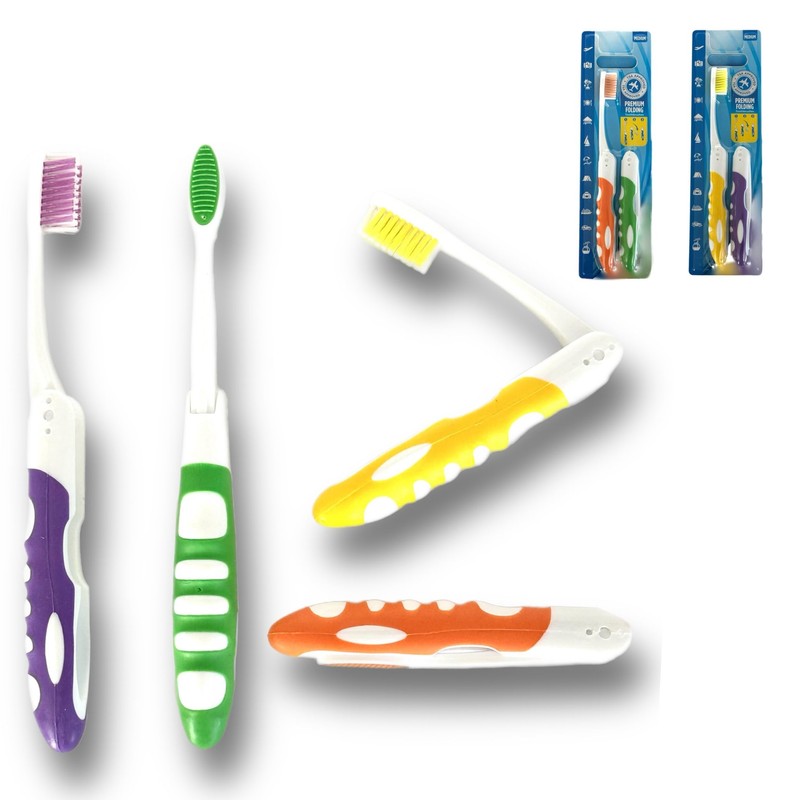 ALAZCO Comfort Hold Travel Toothbrush On The Go Folding Medium