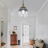cloylinc Hanging Light Grey Glass Swag Light with 14.7 Ft
