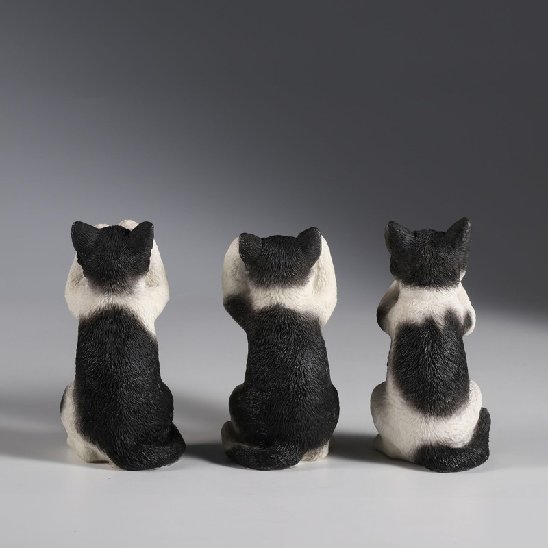 Veronese Design 3 3/4 Inch Black and White Kittens Hear