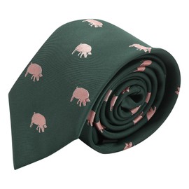 King & Priory Dark Green Embroidered Pig Tie