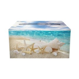 KUIFORTI Starfish Seashell Tissue Box Cover Rectangle Car Tissue Holder for Bathroom Decor Facial Boxes Case Novelty Desk Accessories
