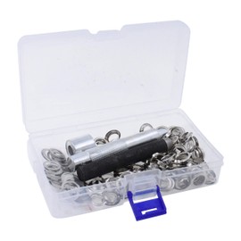 Mandala Crafts Grommet Eyelet Kit with Setting Tools for Leather, Fabric, Boots, Tarp Repair, Sewing Silver Tone 100 Sets 2/5 Inch Inner Diameter