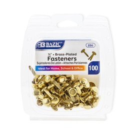 BAZIC Brass Plated Fasteners 1/2 Inch, Round Head Paper Fastener Brads for Office School Organization Scrapbooking Art and Crafts (100/Pack), 1-Pack