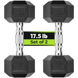 Hex Dumbbell Rubber Encased Dumbbell Strength Training Hex Dumbbell, Hand Weight For Workout & Exercise/Pair of 17.5LB