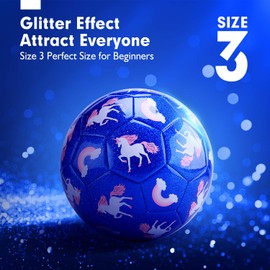CubicFun Soccer Ball Size 3 Soccer Ball Glitter Effect with Pump, Kids Toddler Soccer Ball Soccer Balls Kids Outdoor Toys for Ages 4-8 Toddlers Toys Age 3-4, Kids Toys for 3 4 5 6 7 8 Year Old Girls