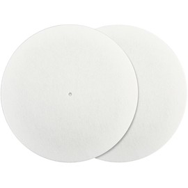 CRASPIRE 2Pcs White Felt Turntable Mat Record Pad Player Mat 11.6 Inch Anti Slip Anti Static Flat Round Protective Wool Vinyl Turntable Platter Slipmat Mats for Reduce Noise Cleaner Acoustic Sound
