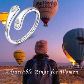 Fookduoduo S925 Sterling Silver Thumb Finger Statement Rings Engagement Eternity Band Rings（Kind Heart Fierce Mind Brave Spirit，style 2）