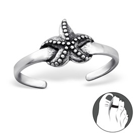 ICYROSE 925 Sterling Silver set of 3 Starfish, Anchor, Dolphin Adjustable Toe Ring or Above Knuckle Ring Mid Finger