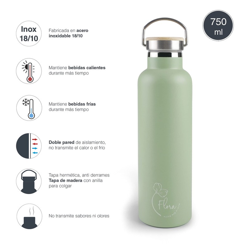 Lacor - 62559 - Stainless Steel Water Bottle, Double Insulated