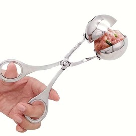 CHEFZOCO Meatball Spoon, Meatball Spoon, Meatball Machine, Dumpling Tongs, Non-Stick Stainless Steel, 1.8 Inch Diameter