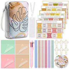 Sinload 153 Bible Journaling Kit Bible Study Supplies Include Boho Bible Cover 6 Highlighters 1 Colorful Ballpoint Pen 75 Bible Tabs 4 Pads Sticky Notes 45 Bible Stickers 20 Paper Clips Bible Gift