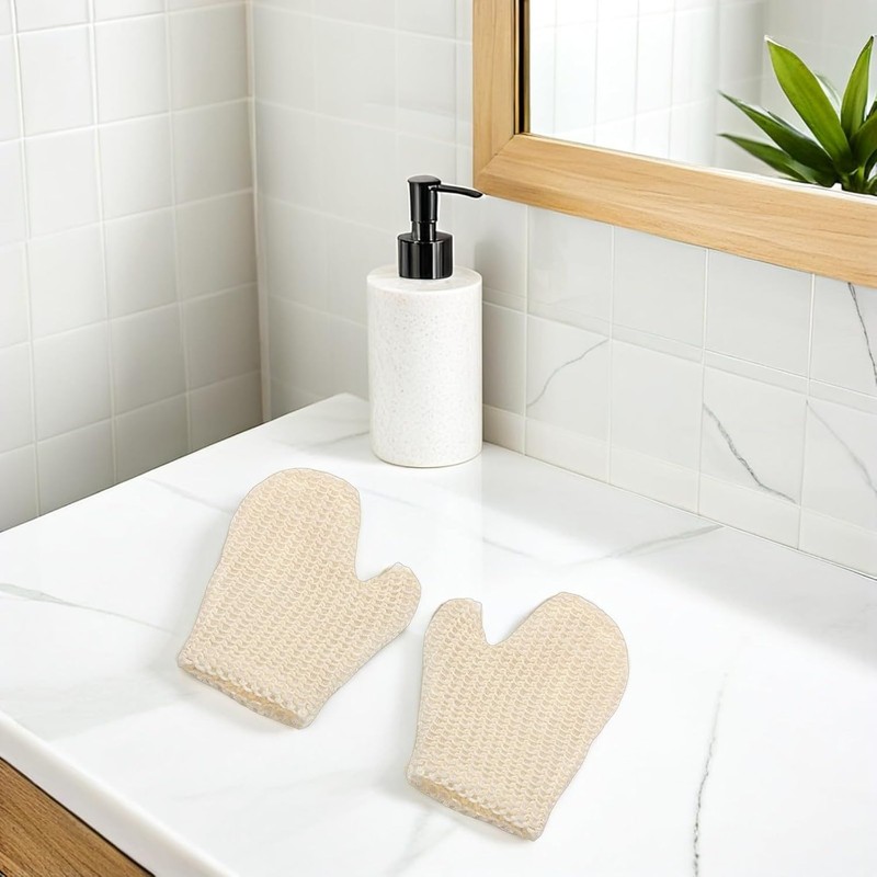 Guantes de Baño Exfoliantes de Sisal – 2 Piezas Blanco