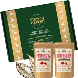 DETOX TEA - Premium Tea Gift Box - Green Loose leaf Tea - Bloating Relief - Antioxidant - Dandelion Tea, Turmeric, Ginger, Goji Berries, Pomegranate, Pineapple – All Natural Herbal Tea, 2 PACK x 100g