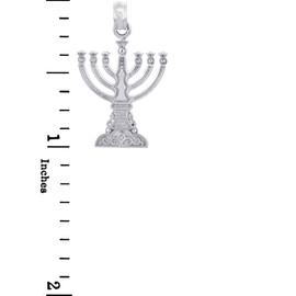 Claddagh Gold Jewish Menorah Pendants - Silver Menorah Pendant (Small)