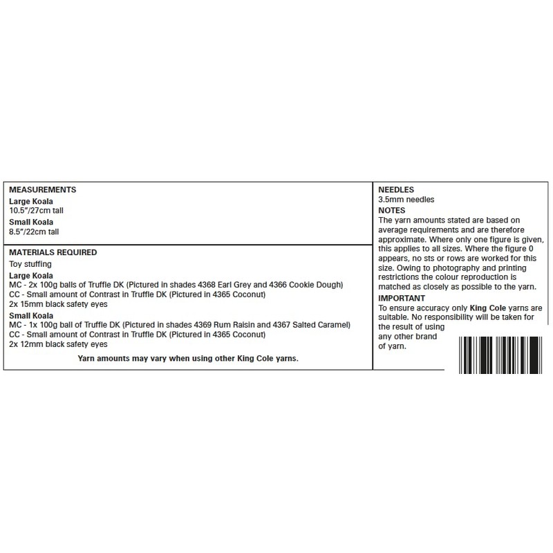 King Cole Knitting Pattern - 9142 - Koalas in Truffle