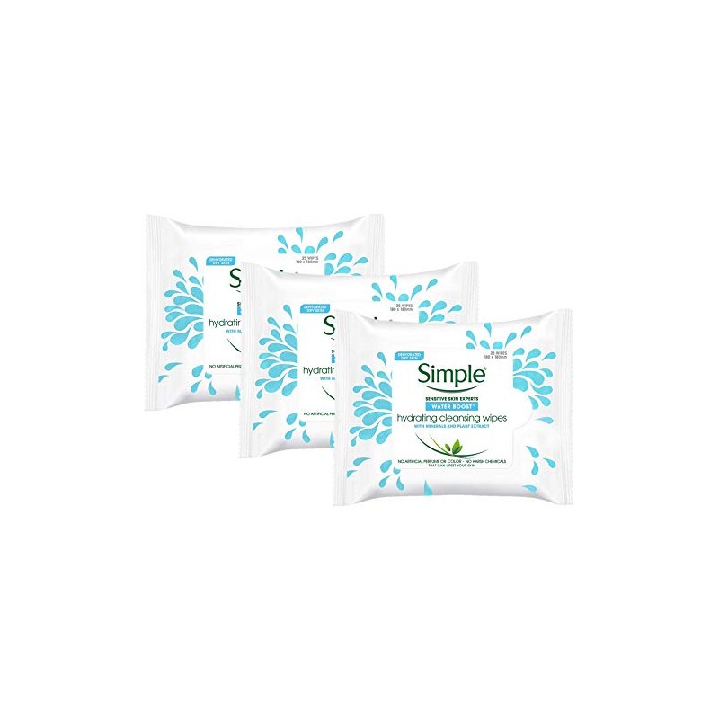 Simple Water Boost Hydrating Cleansing Wipes 3 Pack