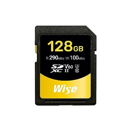 Wise SDXC UHS-II Memory Card SD-S Series 128GB Class 10 V60 UHS-II Memory Card Readable 290MB/s Write 100MB/s