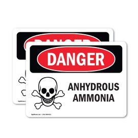 (2 Pack) Anhydrous Ammonia OSHA Danger Sign 5 Inch X 3.5 Inch Vinyl Label Decal Sticker Weather Resistant, UV Protected for Workplace, Business, and Construction Site, Made in the USA