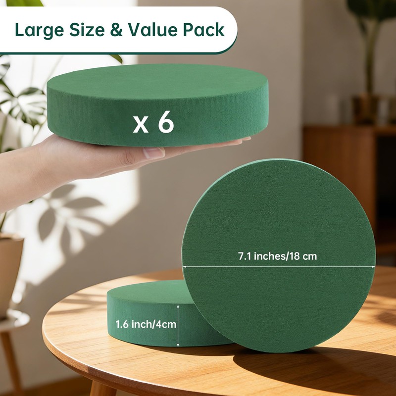Hahood 6 Pack Floral Foam Blocks Round Floral Foam Bricks