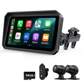 WonVon 6.25 Inch Wireless Motorcycle Carplay GPS Navigation System with Apple Carplay and Android Auto Portable Screen with Dual 2K Cam&Bluetooth, Navigation, Siri, Google Assistant, Anti-Glare,TPMS