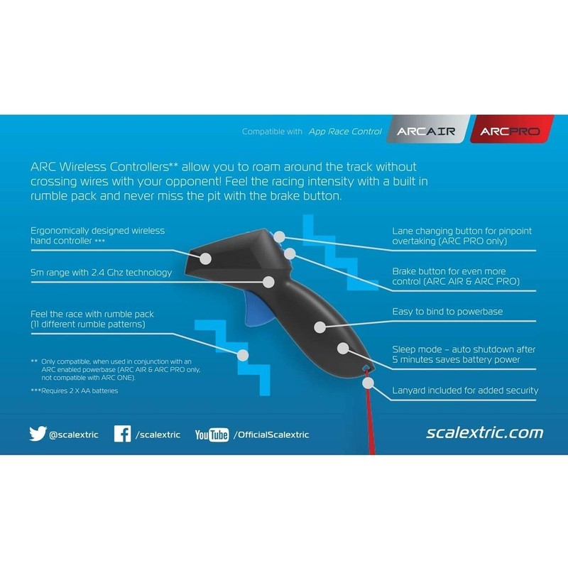 Scalextric C8438 ARC Air/Pro Wireless Hand Controller, Black