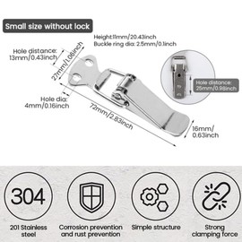 Antesen 4 Pack Stainless Steel Tension Clasp Spring Toggle Latch Hasp Catch Clamp Clip for Door Window Furniture Hardware Suit Drawer Toolbox Closet Cabinet Case Box