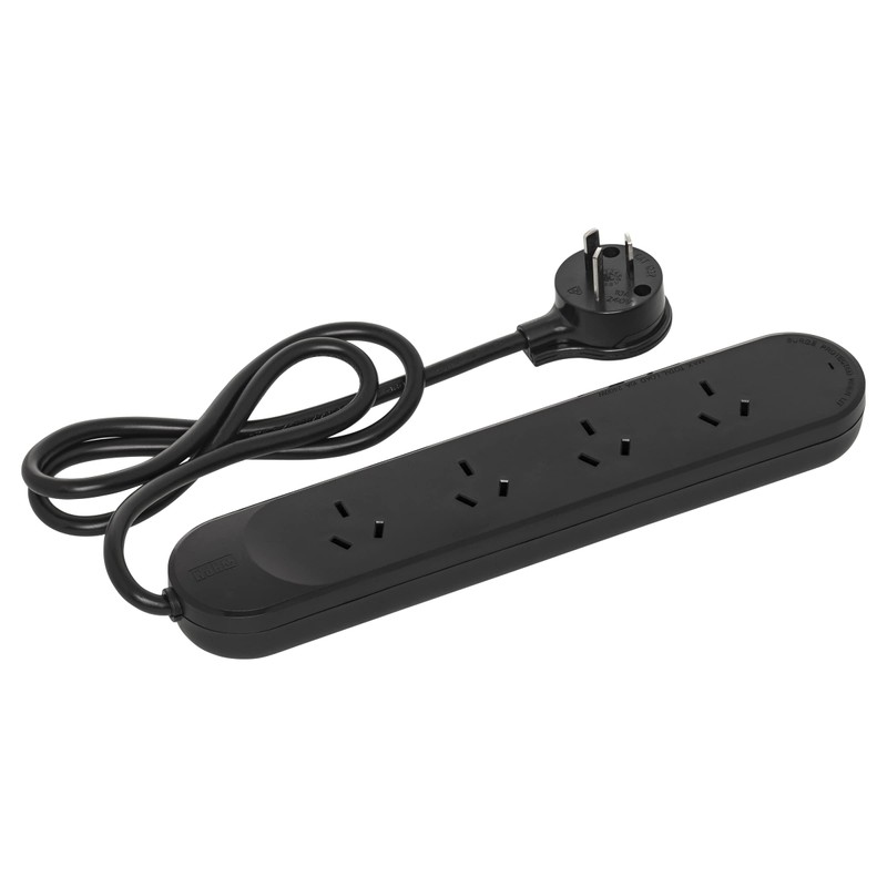 HPM 4 Outlet Surge Protected Powerboard Black