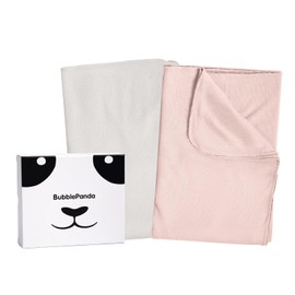 BubblePanda Rayon Made from Bamboo Baby Swaddle Blanket,2 Pack Soft & Breathable Receiving Blankets for Infant Newborn, Swaddle Wrap for Babies Girl and Boy, 47 x 47 Inch, (Blush & Oat)