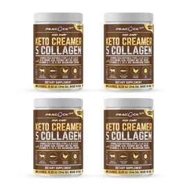 Peacock Max Collagen Keto Creamer Powder, Coconut MCT, Peptides, Unflavored, Hydrolyzed, B12, Magnesium (48.88 oz (Pack of 4))