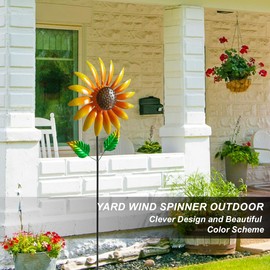 Sunflower Wind Spinner for Garden Decor - 40" Metal Wind Spinners Outdoor, 360° Rotating Windmill Yard Art, Kinetic Wind Sculptures for Home Lawn Backyard Patio Decor, Gifts for Garden Lovers