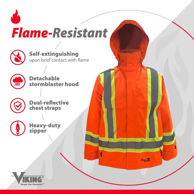 VIKING Professional Journeyman 300D Rip-Stop Fire Retardant Reflective Jacket -