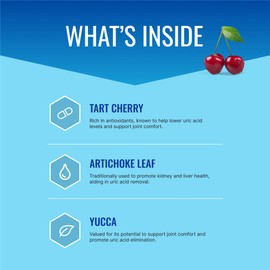 Approved Science Uric Acid Flush Supplement - Tart Cherry, Turmeric, Milk Thistle - Joint Support & Active Mobility - Made in USA - Vegan -60 Capsules - 1 Month Supply