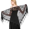 vimate Black Triangle Shawl Headscarf -Ladies Lace Floral Thin Fringe