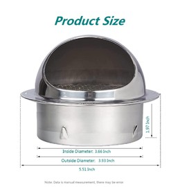 4 Inch Wall Vent Cover Allvent Stainless Steel Round Exhaust Grille Ventilation Outlet Wall Air Vent Dryer Hood External Extractor
