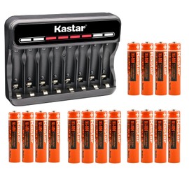 Kastar 16-Pack Battery and CMH8 Smart USB Charger Compatible with Panasonic KX-TGC220 KX-TGC220S KX-TGC222 KX-TGC222S KX-TGC223S KX-TGC224S KX-TGC225S KX-TGC226S KX-TGC350 KX-TGC350B KX-TGC352