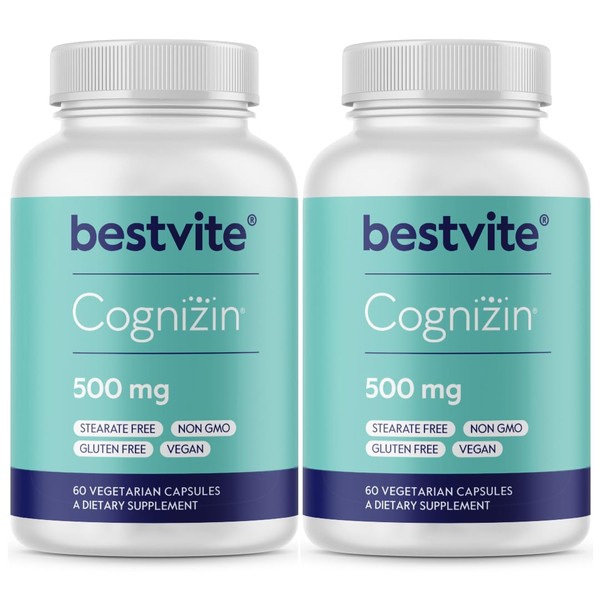 BESTVITE Cognizin 500mg (120 Vegetarian Capsules) (60x2) - Clinically Studied
