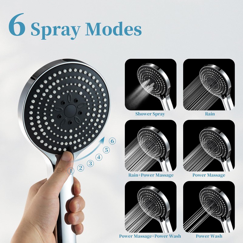 OFFO Shower Head and Hose Set, 6 Modes Handheld Shower