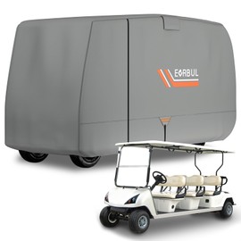 Golf Cart Cover 6/4+2 Passenger Heavy Duty 420D Waterproof Golf Cart Covers with Three Zipper Doors Compatible with EZGO, Club Car, Yamaha Golf Carts, Windproof Sunproof Golf Carts Cover (Gray)