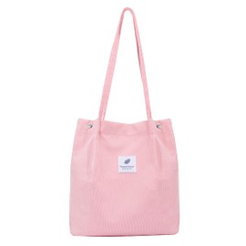 Heveer Large Shoulder Bag Cord Bag Women's Shopper Tote Bag Handbag Shoulder Bags Shopping Bag for Everyday Work Office School, pink
