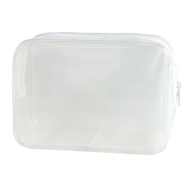 Neon Clear Pouch Small, Clear Makeup Bag, 7"x2.3"x4.7" Size TSA Approved Toiletry Bag, Clear Travel Bags for Toiletries, Clear Cosmetic Bag for Women and Men Small (white)