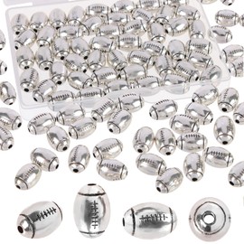 BENOSPACE 50Pcs Football Beads Rugby Spacer Beads with Box Alloy Sport Bead Antique Silver Football Loose Beads for Jewelry Making Supplies Crafts Accessories for DIY Necklace Bracelet Bangle Earrings