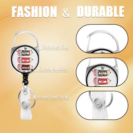 Cute Teacher Lanyards for ID Badges, Leopard Print Love Heart Pattern ID Badge Holder with Lanyard Retractable Badge Holder/Reel Lanyard, Teacher Student Office Gifts