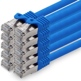 2,0m - blau - 10 Stück CAT.7 Netzwerkkabel Patchkabel SFTP PIMF LSZH Gigabit Lan Kabel 10Gb s cat7 Rohkabel mitRJ45 Stecker Cat6a kompatibel zu CAT5 CAT6 cat7 cat8