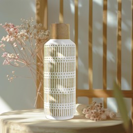 Farmhouse Ceramic Vase for Living Room Bedroom 11.02'' Rustic Boho White Flower Vases for Bouquet Fake Plant Home Decor Office Table Shelf Dining Table Vintage Classic Modern, Housewarming Gifts