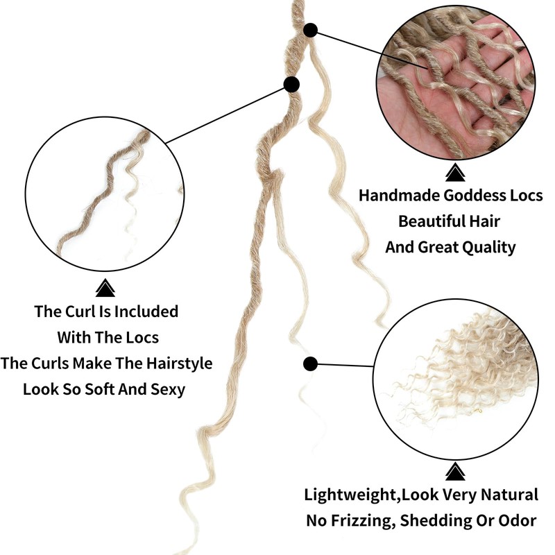 Goddess Locs Crochet Hair Blonde 18 Inch 7 Packs Faux