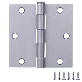 6-Pack Brushed Chrome Interior Door Hinges – 3.5-inch x 3.5-inch – Square Corner Radius Steel Door Hinge – Fits Standard Doors – Design House 185926