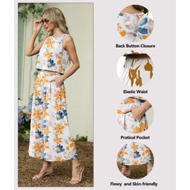 Lepunuo Women's Summer 2 Piece Outfits Crop Sleeveless Top and Cozy Wide Leg Pants Matching Set Lounge Summer Trendy Clothes