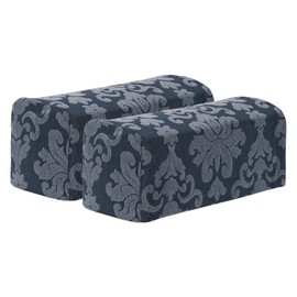 sourcing map 2Pcs Stretch Armrest Covers, Polyester Vintage Jacquard Soft Couch Arm Slipcovers Anti-Slip Furniture Protector for Chairs Couch Sofa Recliner, Gray