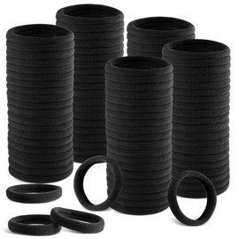 TAOVEN 120 Pcs Black Seamless Hair Ties No Damage for Women, Ponytail Holders for Thick Hair, Soft Hair Bands for Women's Hair (Black)