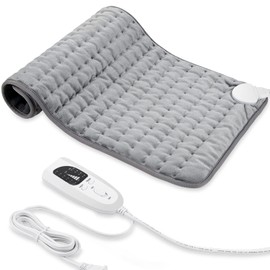 Heating pad, Electric Heat Pad with Automatic Switch-Off and 6 Temperature Levels Heating pad for Back Neck Shoulder Belly Heating Technology - Machine Washable. (17"x 33", Silver Gray.)